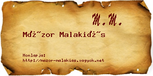 Mázor Malakiás névjegykártya